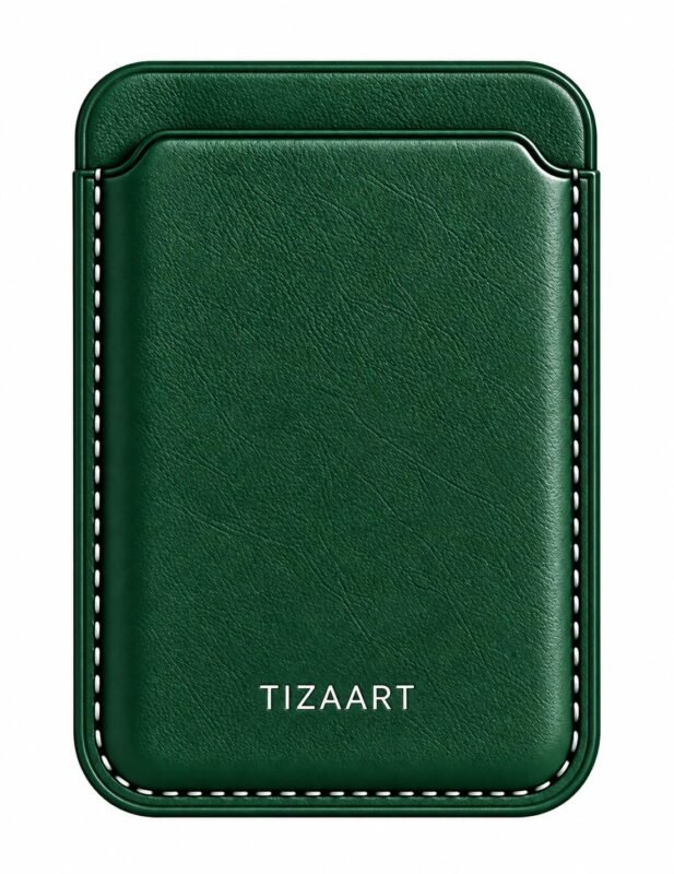 Premium Magnetic Card Holder for Phone,Synthetic Leather Wallet with Strong Magnetic Holder, Minimal Pocket Wallet for ID, Credit & Debit Cards, Lightweight Travel Card Holder (Deep Green)