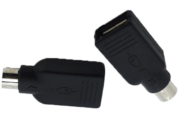 Replacement USB to PS2 Adapter, USB Female to PS/2 Male Converter Male to Female Adapter PS-2 Jack to USBA Plug,Compatible with Mouse and Keyboard (Black, 2-Pack)
