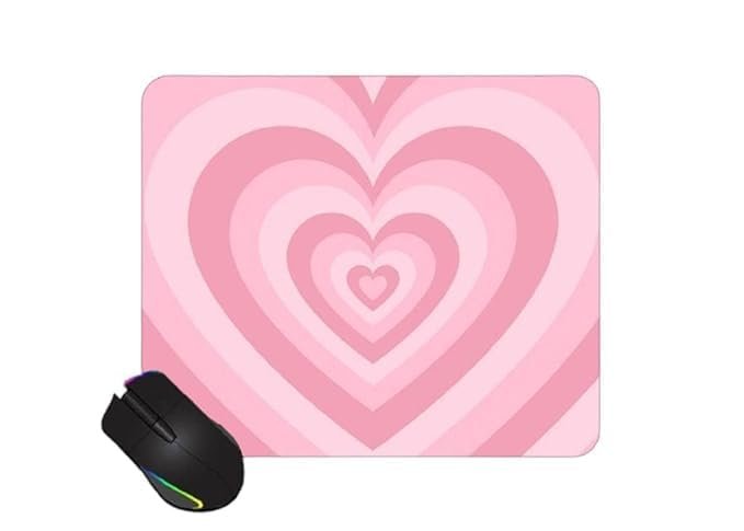 Cute Mouse Pad - Printed Mousepad with Anti-Slip Rubber Base & Smooth Mouse Control for Laptop, Gaming, Notepad, Desktops (Pink Hearts)