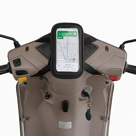 Swissbell :- Polyester Handlebar Universale Mobile Holder Mount Pouch Bag Waterproof for Activa Jupiter EV Ola-S1 Pleasure Ntroq_All Scooter Scooty Bike Fit 7 inches Phone (Black)