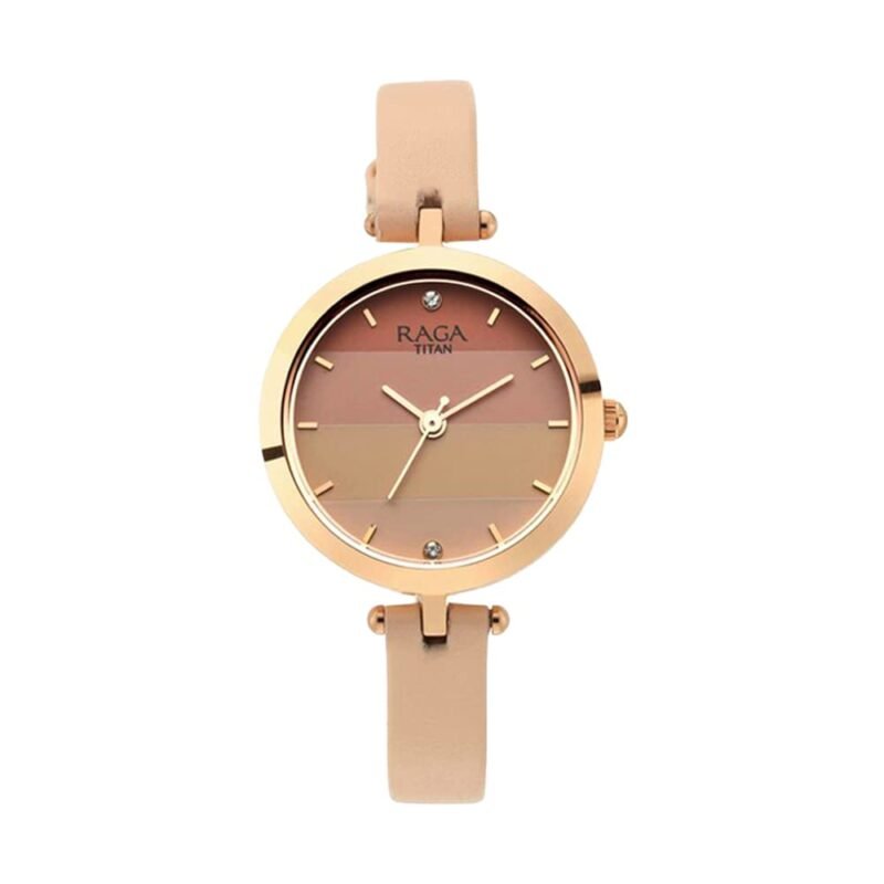 Titan Raga Quartz Analog Blossom Elegance Pastel Pink Dial Pink Leather Grace Watch for Women - NT2606WL02