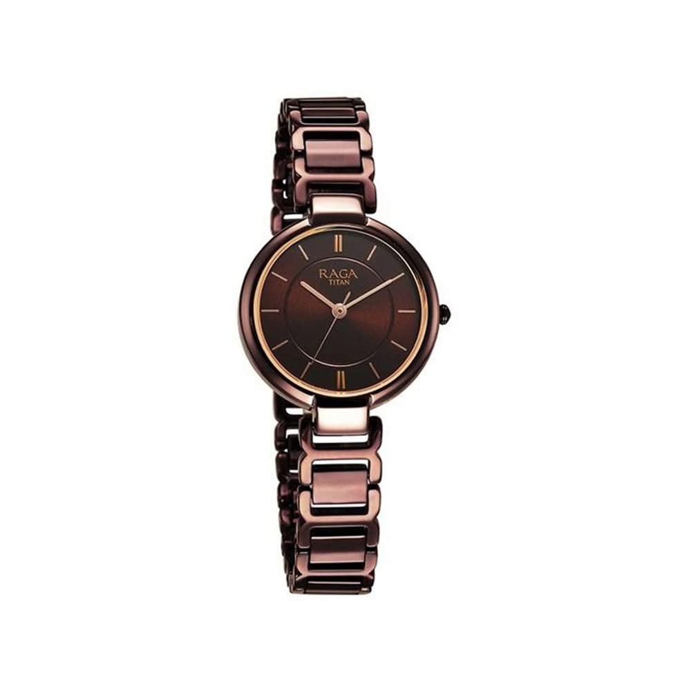 Titan Raga Delight Quartz Analog Brown Dial Brown Metal Strap Watch for Women - NT2608QM02