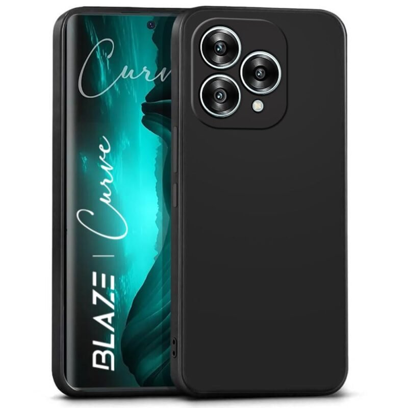 WOW IMAGINE Back Cover for Lava Blaze Curve | Ultra Slim Soft Rubberised Case | Inner Velvet Fabric Lining | Matte Silicone Flexible Mobile Case | Camera Protection - Black