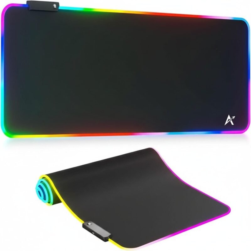 Tukzer XL RGB Gaming Mouse Pad, 14 Mode LED Extended Mousepad, Non-Slip Rubber Base, Mouse Mat for Office, Gaming Desk/Accessories, Computer, Laptop, Optical mice, Keyboard pad 80 x 30cm-Aliens Black