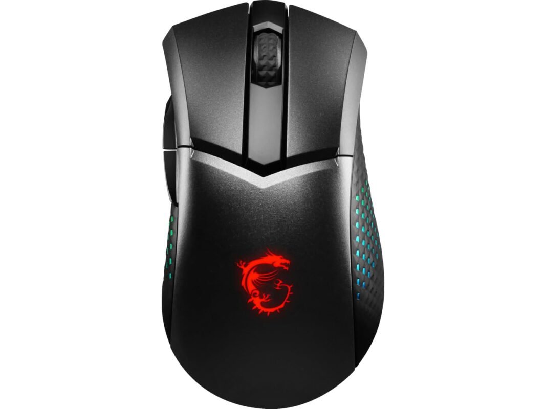 MSI Clutch GM51 Lightweight Wireless Gaming Mouse & Charging Dock, 26K DPI Optical Sensor, 2.4G & Bluetooth, 60M Omron Switches, Fast-Charging, 150Hr Battery, RGB, 5 Programmable Buttons, PC/Mac
