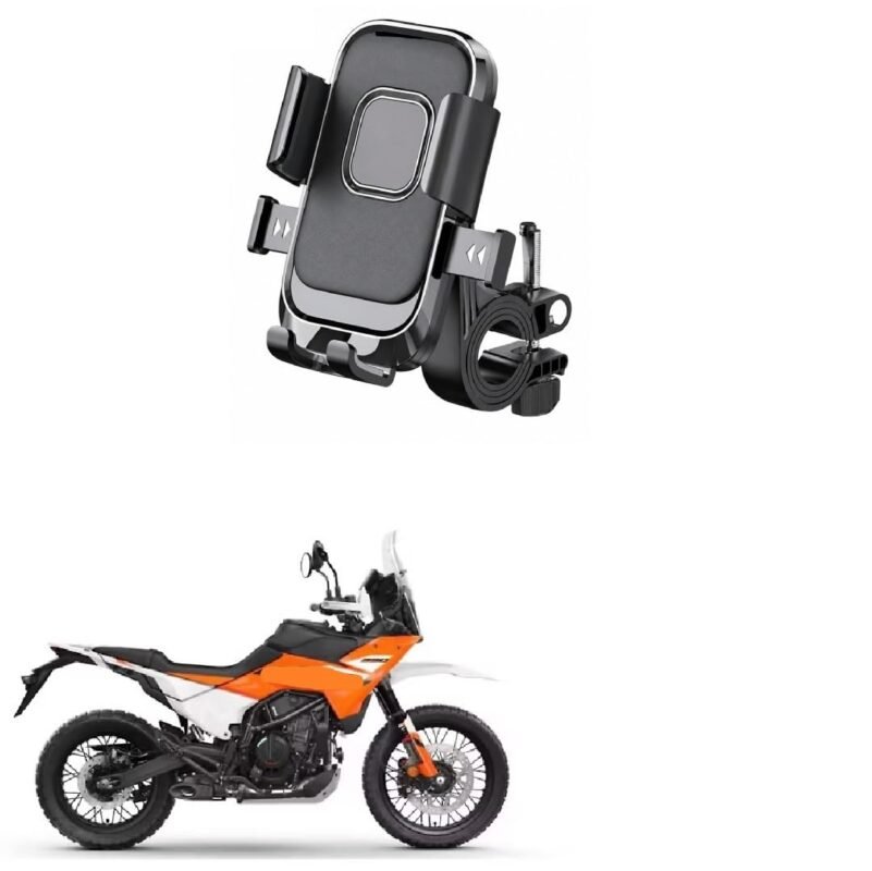 Bike Mobile Holder for Motorcycle & Scooter, One Touch Auto Lock Phone Mount, 360° Rotatable Handlebar Phone Stand, Secure Mechanical Lock, Adjustable Smartphone Holder for 390 Adventure S
