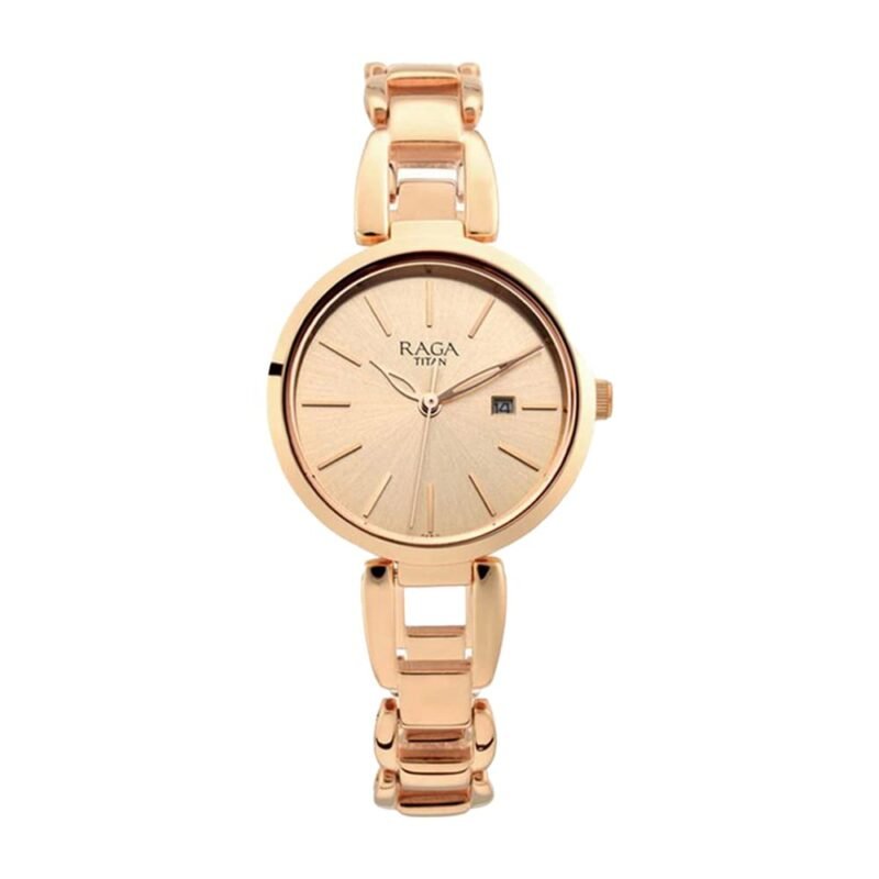 Titan Raga Viva Trendsetter Quartz Analog with Date Rose Gold Dial Rose Gold Metal Strap Watch for Women - NT2642WM01