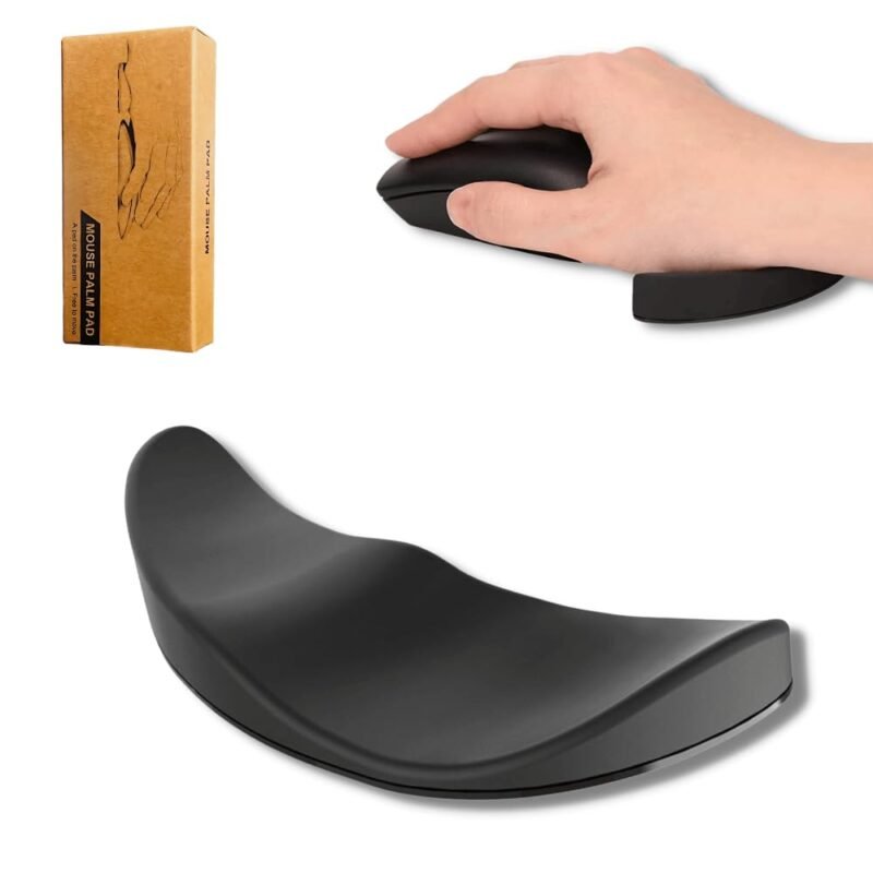 Crysendo Right Hand Mouse Wrist Rest, Non-Slip Palm Support Desk Pad, Black
