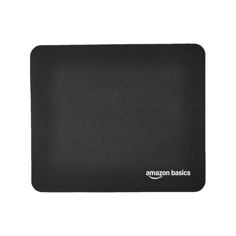 Amazon Basics Square Mouse Pad with Smooth Cloth Surface and Non-Slip Rubber Base, Standard Size for Gaming, Office & Home Use, 12.4 x 10.6 Inches (Small), Black