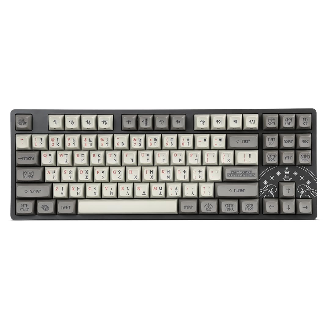 DROP + The Lord of The Rings Dwarvish Mechanical Keyboard, Holy Panda X Switches, Gray ENTR Tenkeyless Anodized Aluminum Case, White Backlighting, USB-C, Doubleshot MT3 keycaps, TKL Layout