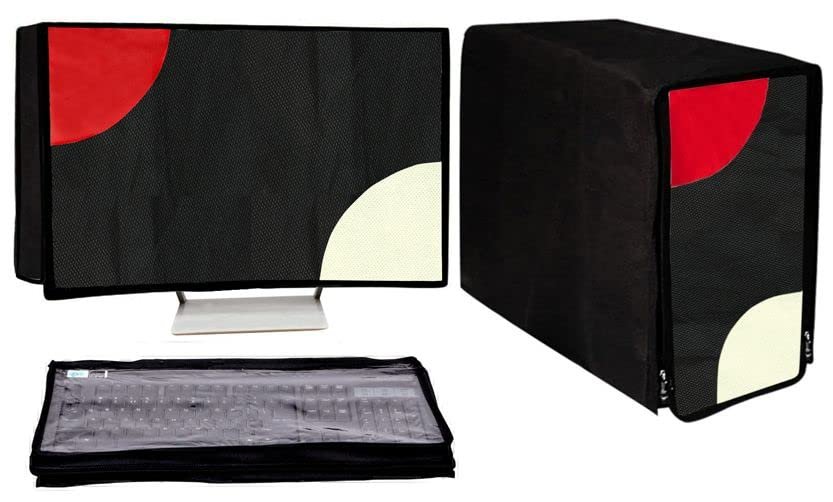 Polyvinyl Chloride (PVC) Gutsav Sales Computer Cover 3 Set Cover 24.5 Inch Moniter, Keyboard, Cpu 3 Set 24.5 Inch, Black
