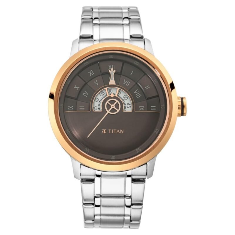 Titan Grandmaster Quartz Analog Anthracite Dial Silver Stainless Steel Strap Watch for Men - NT1828KM02