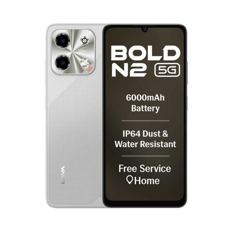 Lava Bold N2 5G (Regal Gold, 4GB RAM, 64GB Storage) | 6000 mAh Super Battery | Octacore Ultrafast Processor | Biggest 6.75 (HD+) 120Hz Display | IP64 Dust & Water Resistant | Free Service @ Home