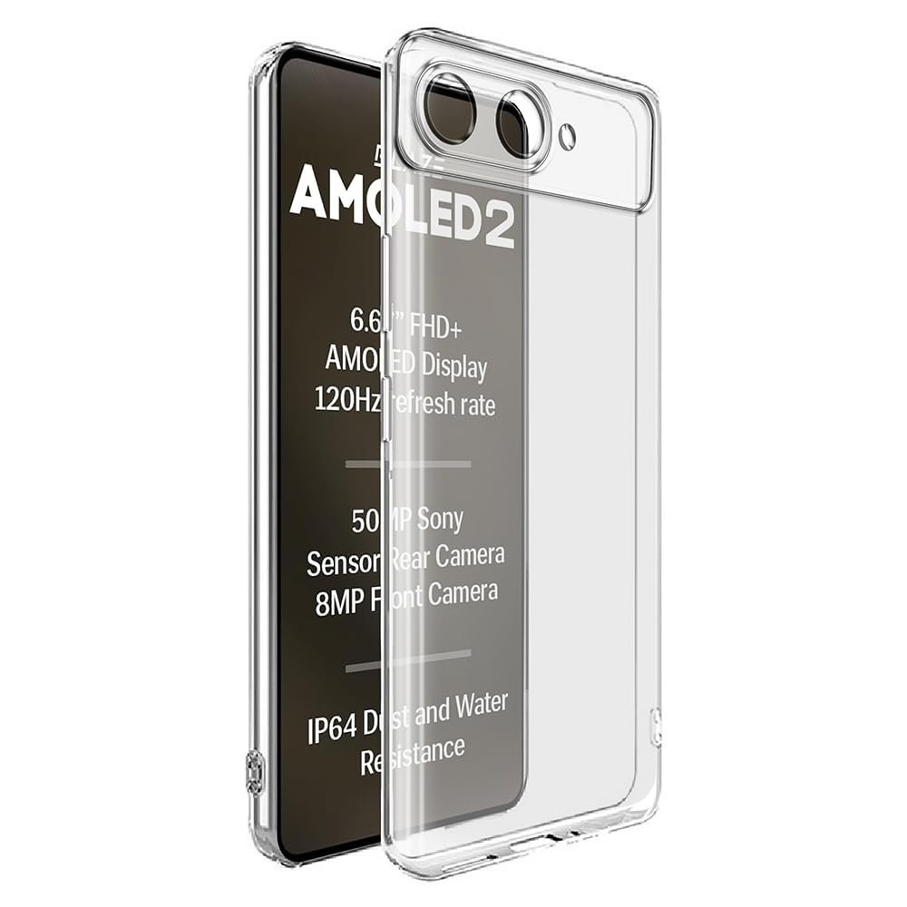 Crystal Clear Back Case for Lava Blaze AMOLED 2 5G | Raised Bumps for Camera & Screen Protection | Clear Soft Silicone Back Case Cover for Lava Blaze AMOLED 2 5G (TPU | Transparent)