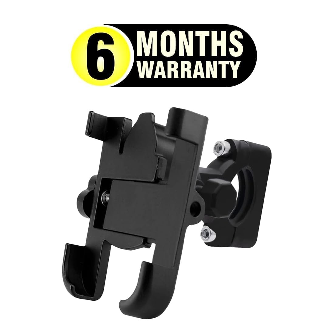 Bike Handle Mount Mobile Phone Holder Aluminium Metal 360 Degree Rotation for All Smartphones Motorcycle, Scooty Black