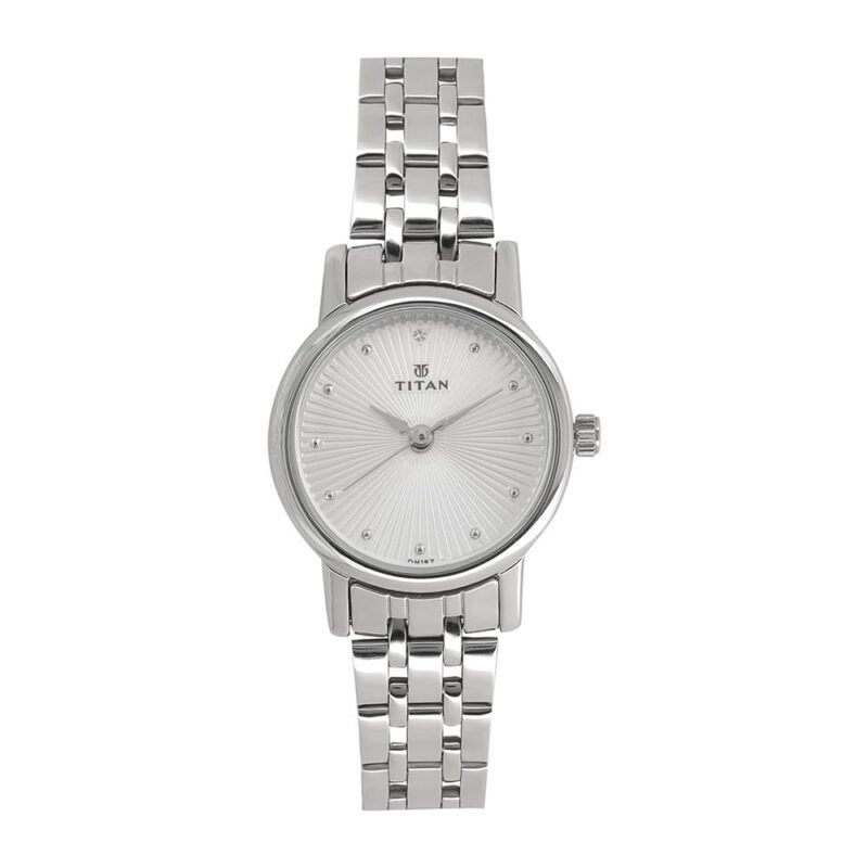 Titan Quartz Analog Silver Dial Silver Stainless Steel Strap Watch for Women - NT2593SM01