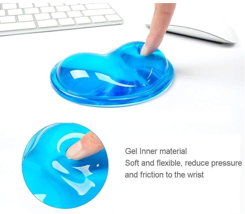 Silicone Gel Wrist Rest Cushion Heart-Shaped Translucence Ergonomic Mouse Pad Cool Hand Pillow Effectively Reduce Wrist Fatigue Pain (Blue)