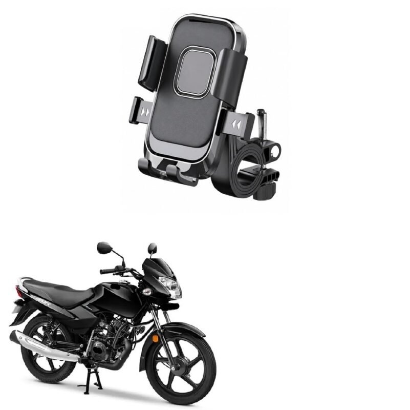 Bike Mobile Holder for Motorcycle & Scooter, One Touch Auto Lock Phone Mount, 360° Rotatable Handlebar Phone Stand, Secure Mechanical Lock, Adjustable Smartphone Holder for Sport