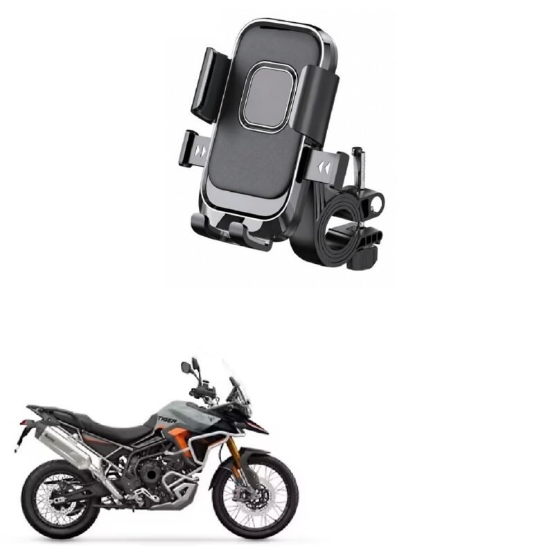 Bike Mobile Holder for Motorcycle & Scooter, One Touch Auto Lock Phone Mount, 360° Rotatable Handlebar Phone Stand, Secure Mechanical Lock, Adjustable Smartphone Holder for Tiger 900 Desert Edition