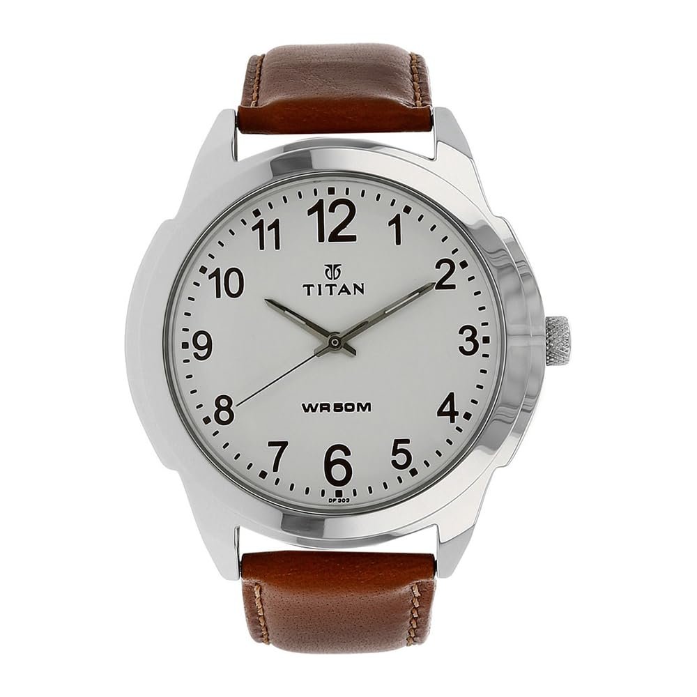 Titan Analog White Dial Men's Watch -NM1585SL07 / NL1585SL07/NP1585SL07