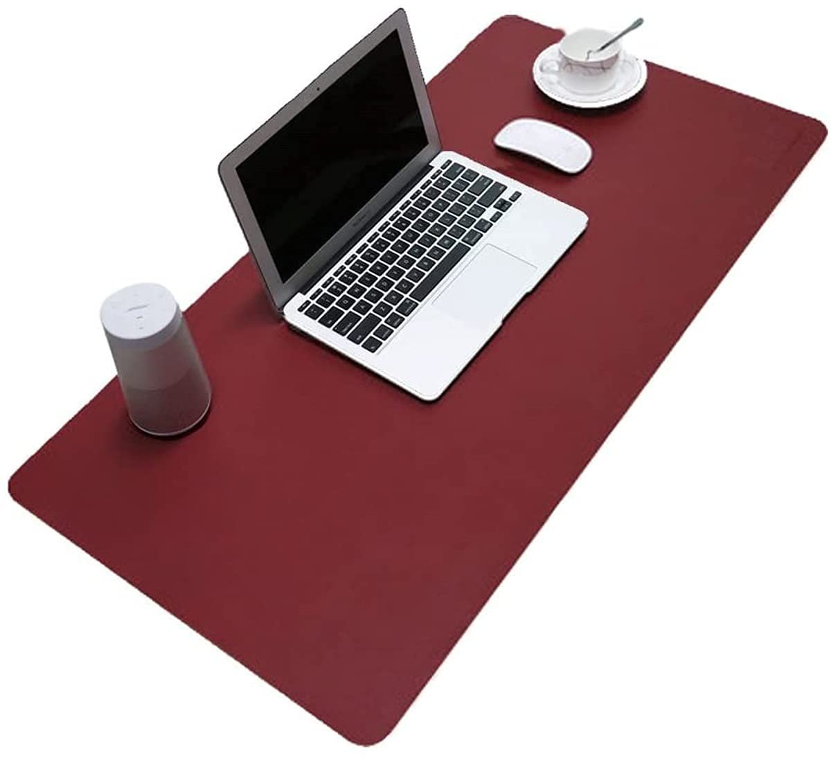 1 PCS Non-Slip Desk Pad, Waterproof PVC Leather Desk Table Protector, Ultra Thin Large Mouse Pad, Easy Clean Laptop Desk Writing Mat for Office Work/Home/Decor (Wine Red)