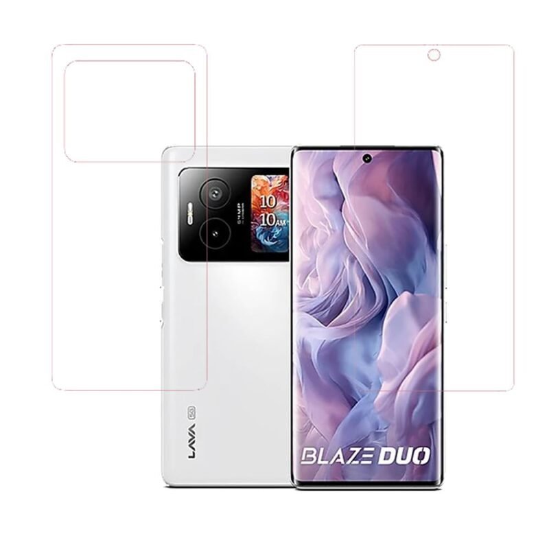 Matt & Transparent Unbreakable Scratch Gaurd Hydrogel Membrane for Lava Blaze Duo 5G With Coverage and Easy Installation (Front Clear & Back Clear)