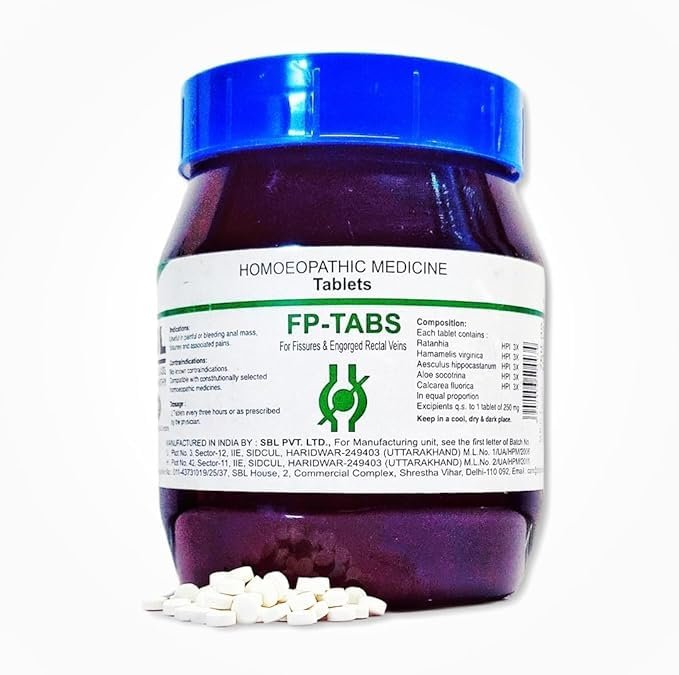 SBL FP Tabs, Homeopathic Medicine Tablets for Fissures, White, 450 Grams, with Calcerea Carbonica