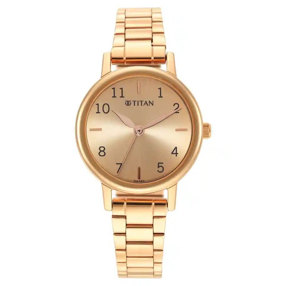 Titan Karishma Quartz Analog Rose Gold Dial Rose Gold Stainless Steel Strap Watch for Women - NT2678WM01