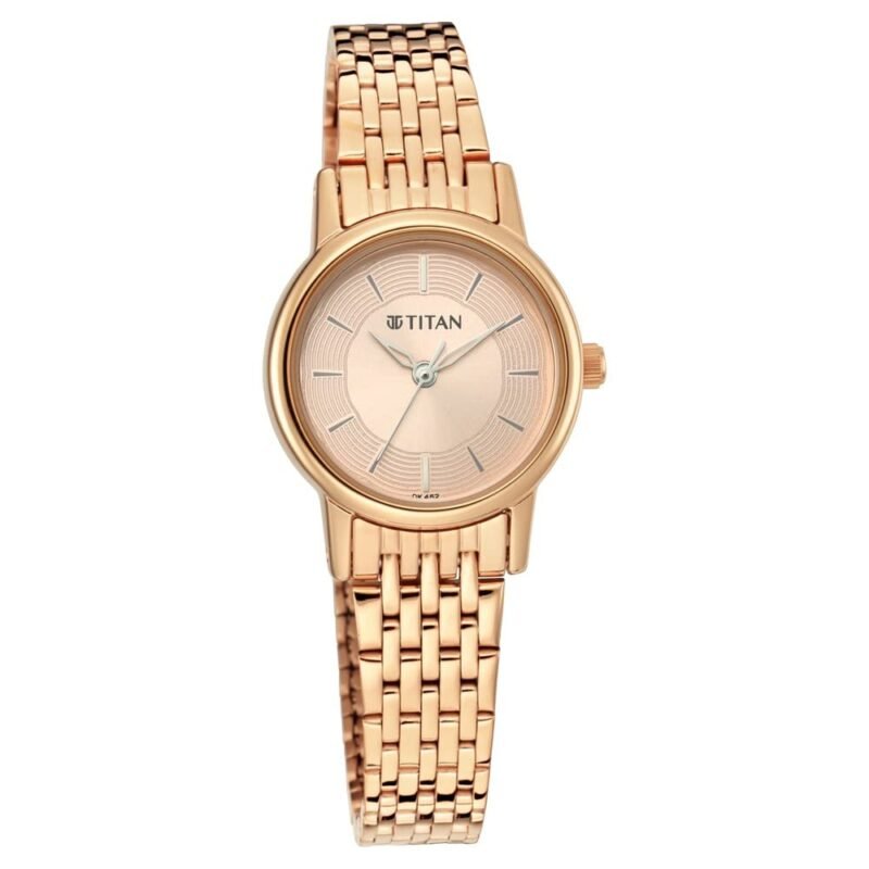 Titan Quartz Analog Rose Gold Dial Rose Gold Metal Strap Watch for Women - NT2593WM02