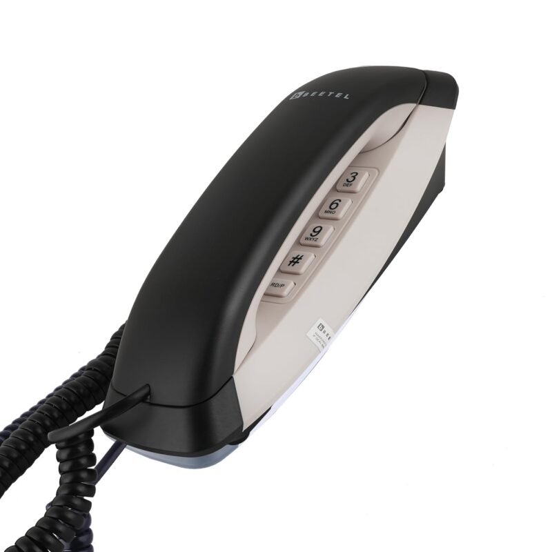 Beetel B29 Designer Slim and Stylish Corded Landline Phone,Ringer Volume Control,Wall/Desk Mountable,Clear Call Quality,Compact Design,Tone Pulse/Flash/Redial Function (Made in India) (Black/WG)(B29)