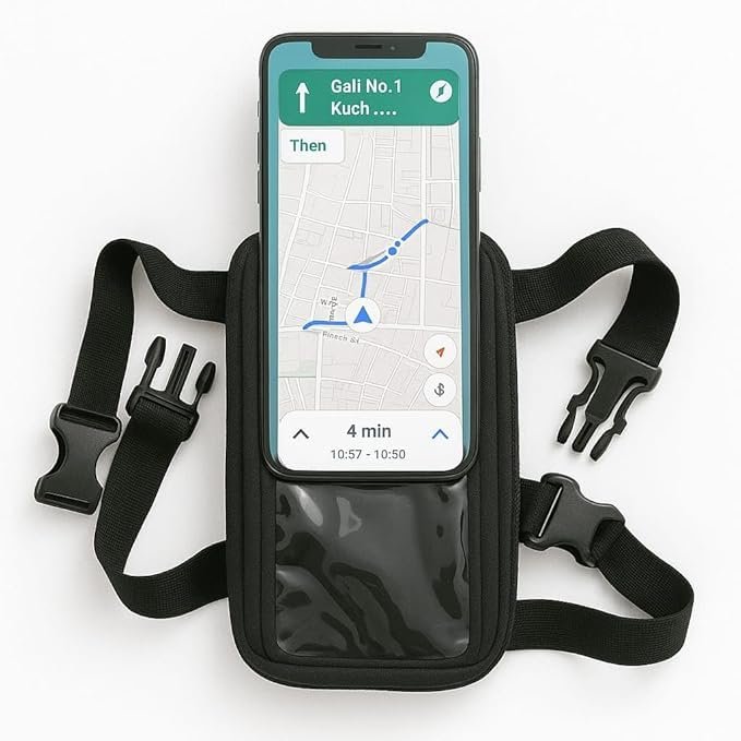 Polyester Handlebar Universal Mobile Holder Mount Pouch Bag Waterproof for Activa Jupiter EV Ola-S1 Pleasure Ntroq_All Scooter Scooty Bike Fit 7 inches Phone (Black)