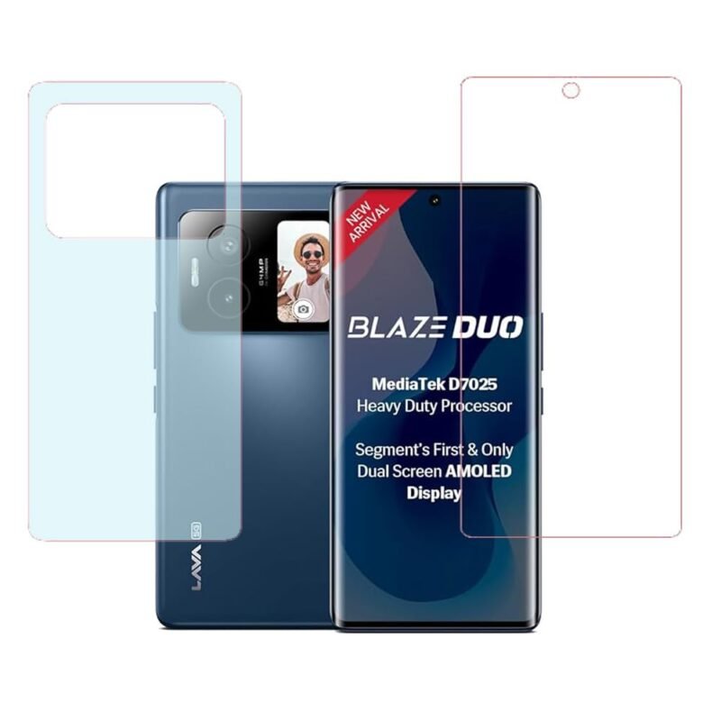 Matt & Transparent Unbreakable Scratch Gaurd Hydrogel Membrane for Lava Blaze DUO 5G With Coverage and Easy Installation (Front Clear & Back Matt)