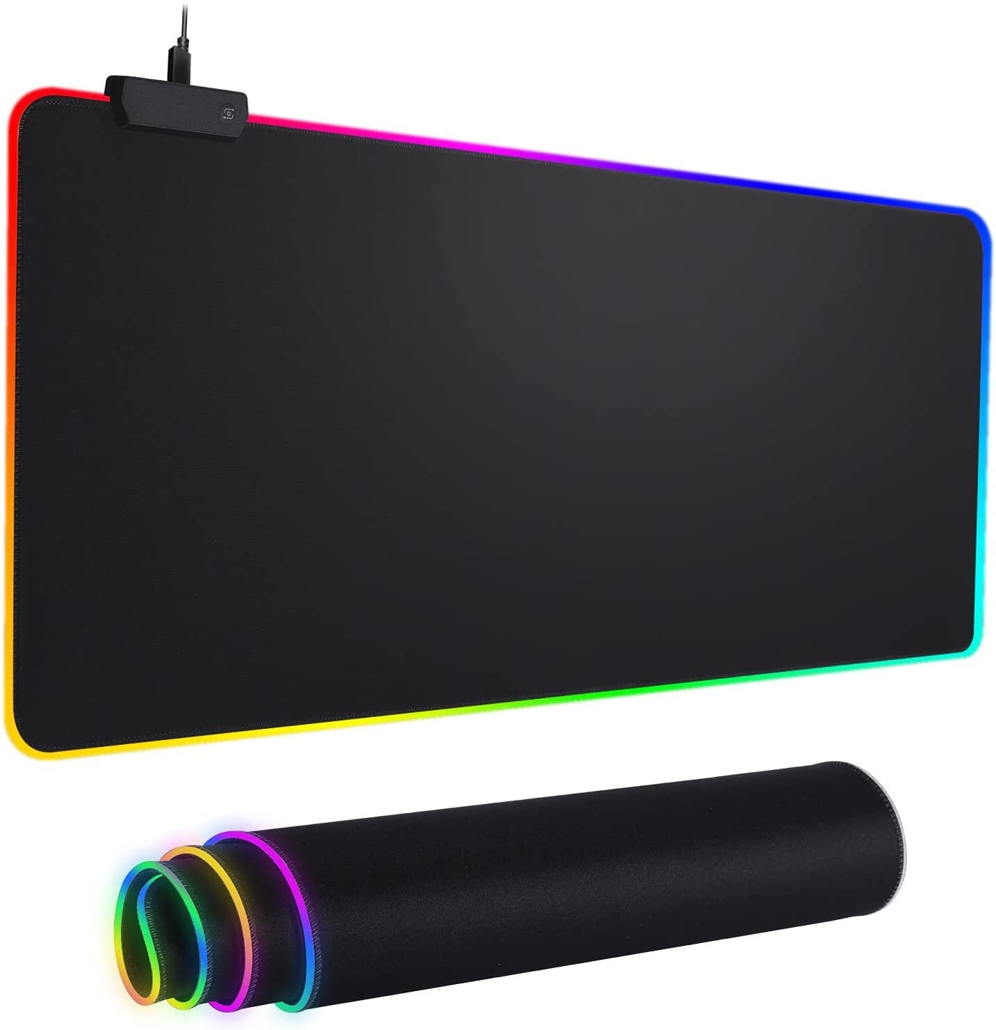 RGB Gaming Mouse Pad Extended Large LED Mouse Pad Anti-Slip Base Computer Keyboard Mouse Mat for Gaming Computer/Laptops/Office Desk (31.5 x 11.8 x 0.15 in, Black)