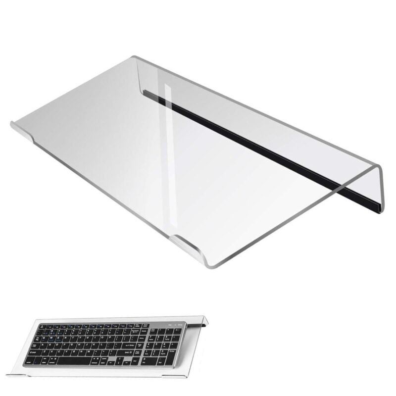 Computer Keyboard Stand，Acrylic Keyboard Tray with Rubber Strip，Ticker Acrylic Riser（Holder） for Easy Ergonomic Typing and Working at Home and Office (EITZJ-01) (Black)