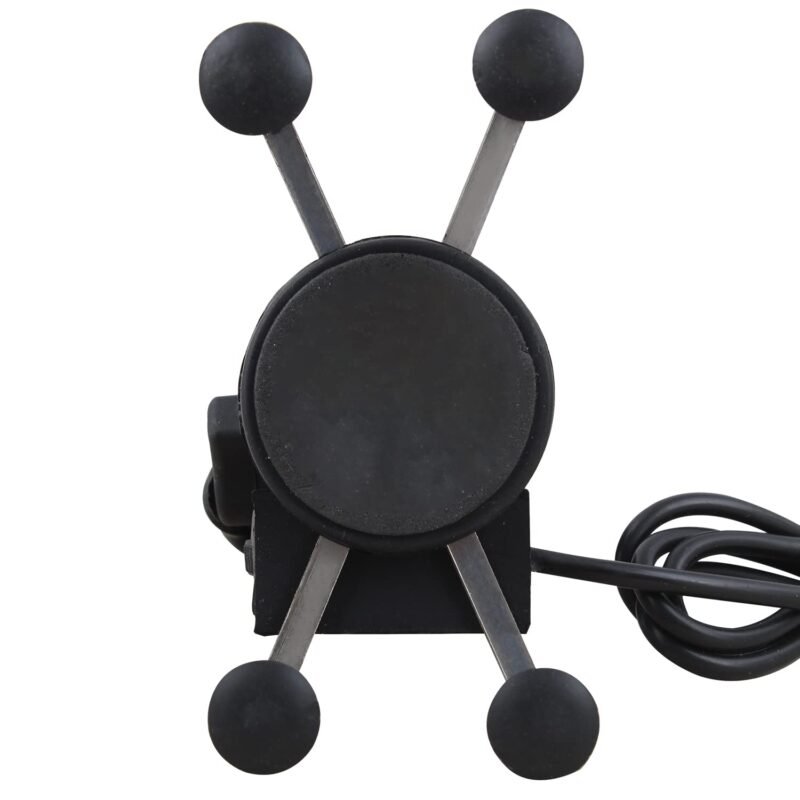 AllExtreme EXHSMH1 Universal X-Grip Spider Mobile Holder Adjustable Cell Phone Holder Stand with 360 Degree Rotations and USB Charging Port for Bike Rear View Mirror Cradle (Black)