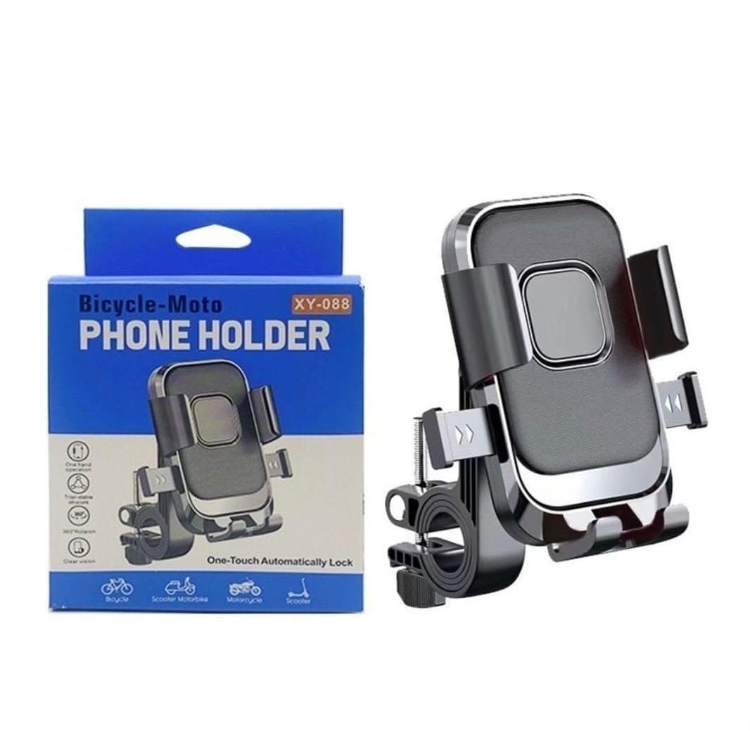 Bike Mobile Holder 360° Rotating Adjustable Phone Mount for Motorcycle, Scooter & Bicycle, Secure Clamp Stand for Smartphones
