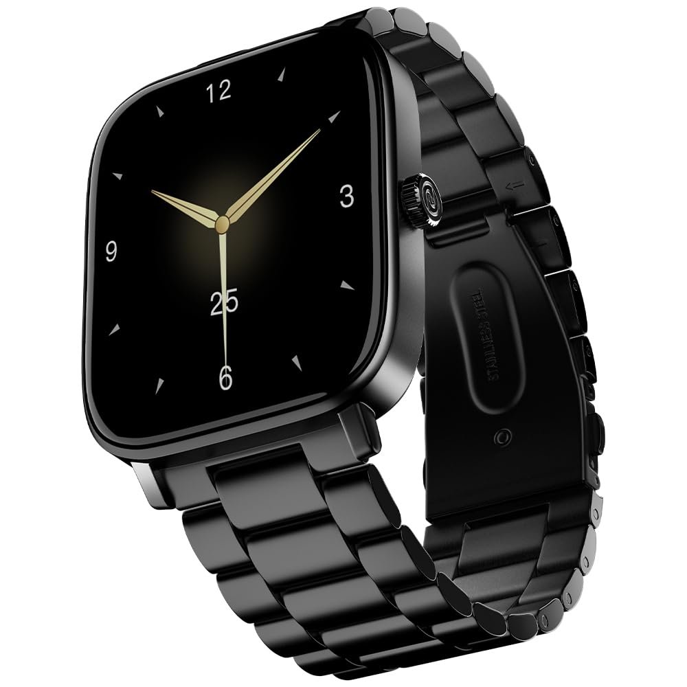 Noise Quad Call 1.81" Display, Bluetooth Calling Smart Watch, AI Voice Assistance, 160+Hrs Battery Life, Metallic Build, in-Built Games, 100 Sports Modes, 100+ Watch Faces, 5 Watts (Elite Black)