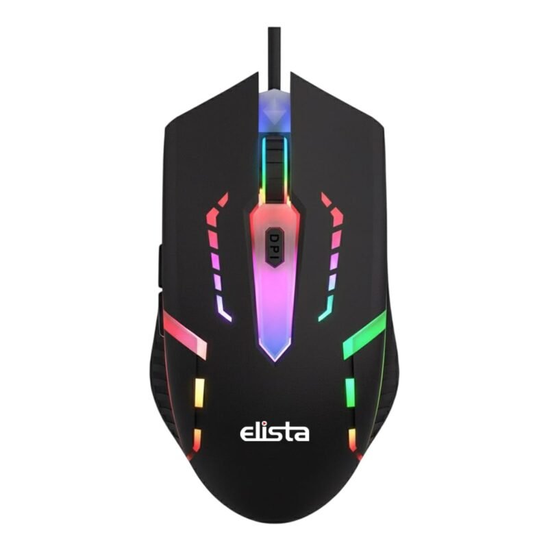 Elista RGB Wired Mouse for Laptop & PC | 3 DPI Levels (800/1000/1200) | USB Plug & Play | LED Light Mouse | Ergonomic Design | Budget Gaming Mouse