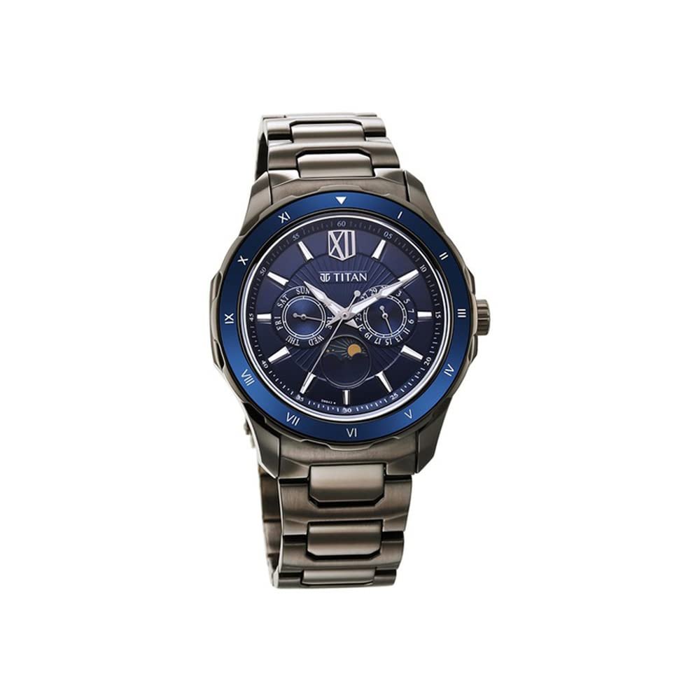 Titan Regalia Premium Blue Dial Stainless Steel Strap Watch for Men-NS1688KM07