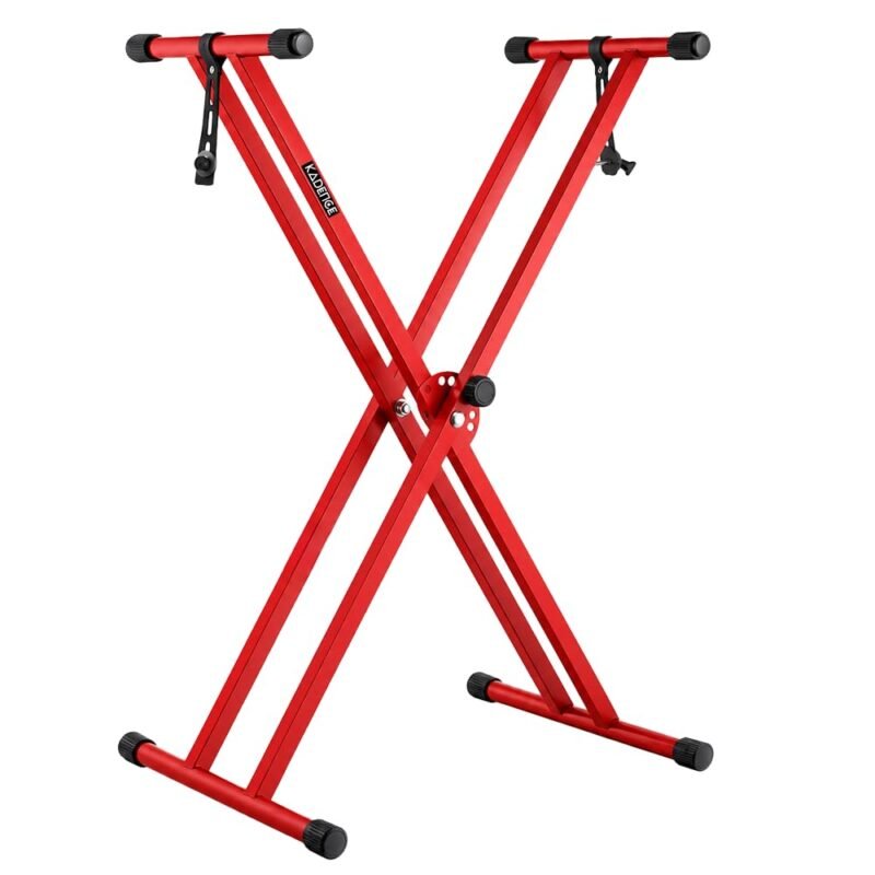 Kadence NK13RD Touring Series 3kg Double-X Keyboard Stand | Heavy-Duty Frame & Secure Locking Clutch | Dual-Braced X Design | Ideal for Stage Performance | Matte Red Finish