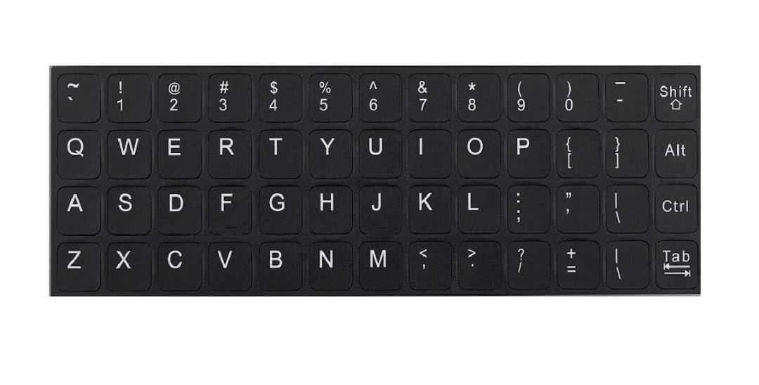 English Keyboard Stickers for Laptop & PC, Black, 1 Sheet