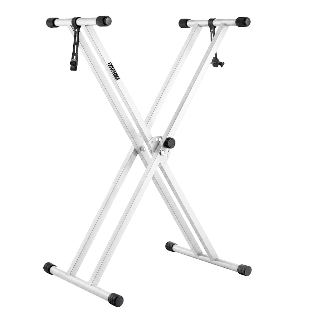 Kadence NK13WH Touring Series 3kg Double-X Keyboard Stand | Heavy-Duty Frame & Secure Locking Clutch | Dual-Braced X Design | Ideal for Stage Performance | Matte White Finish