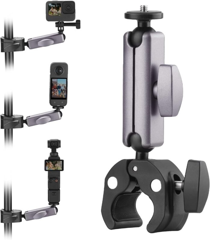 ADOFYS Camera Bike Mount Clamp Motorcycle Handle Holder Aluminum for Phone and Insta360 X5 X4 X3 Ace Pro Go 3S, for DJI Osmo Pocket 3 2 Mobile 7P Action 5 Pro 4 3, for GoPro Max Hero Mini Accessories