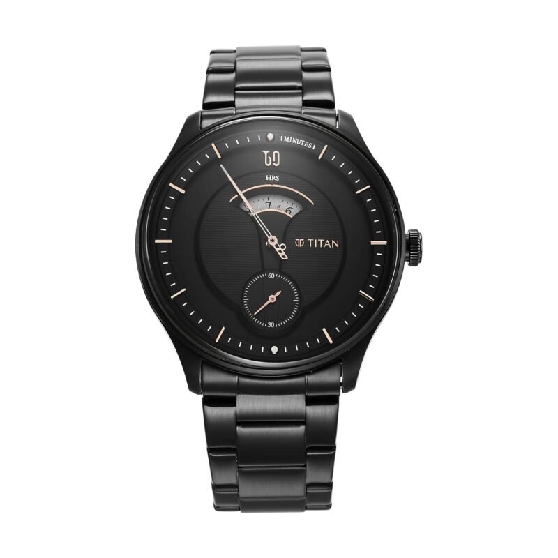 Titan Quartet Quartz Analog Black Dial Black Stainless Steel Strap Watch for Men - NT1890NM01