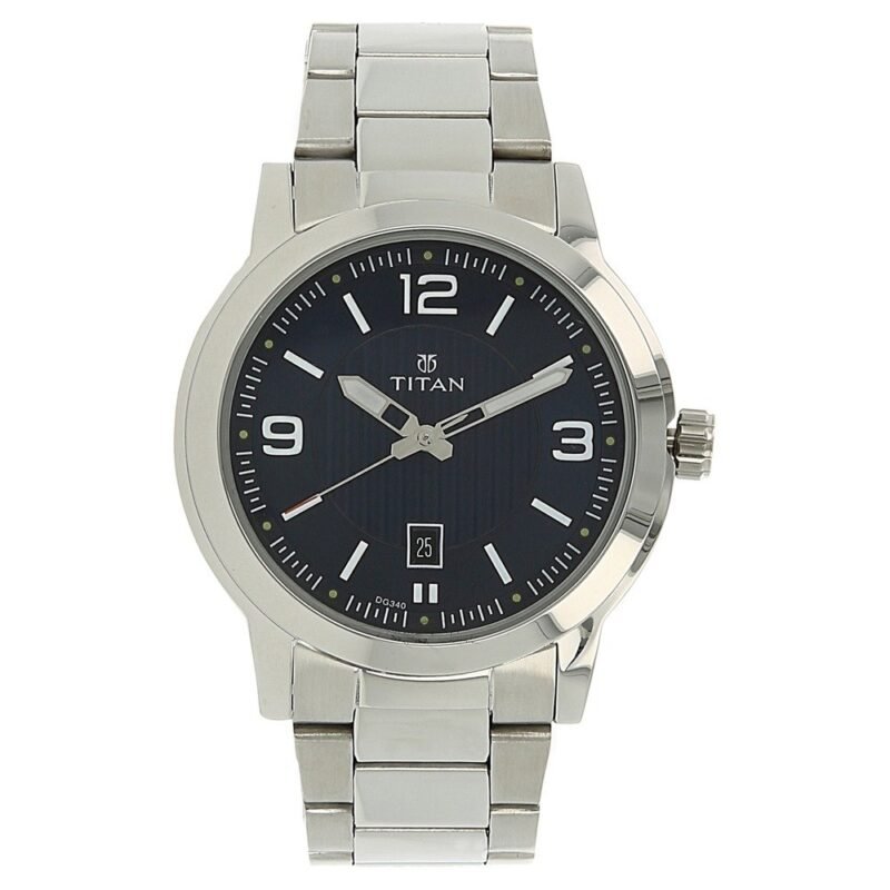 Titan Workwear Urban Refinement Quartz Analog Midnight Blue Dial with Silver Stainless Steel Strap Watch for Men - NT1730SM03