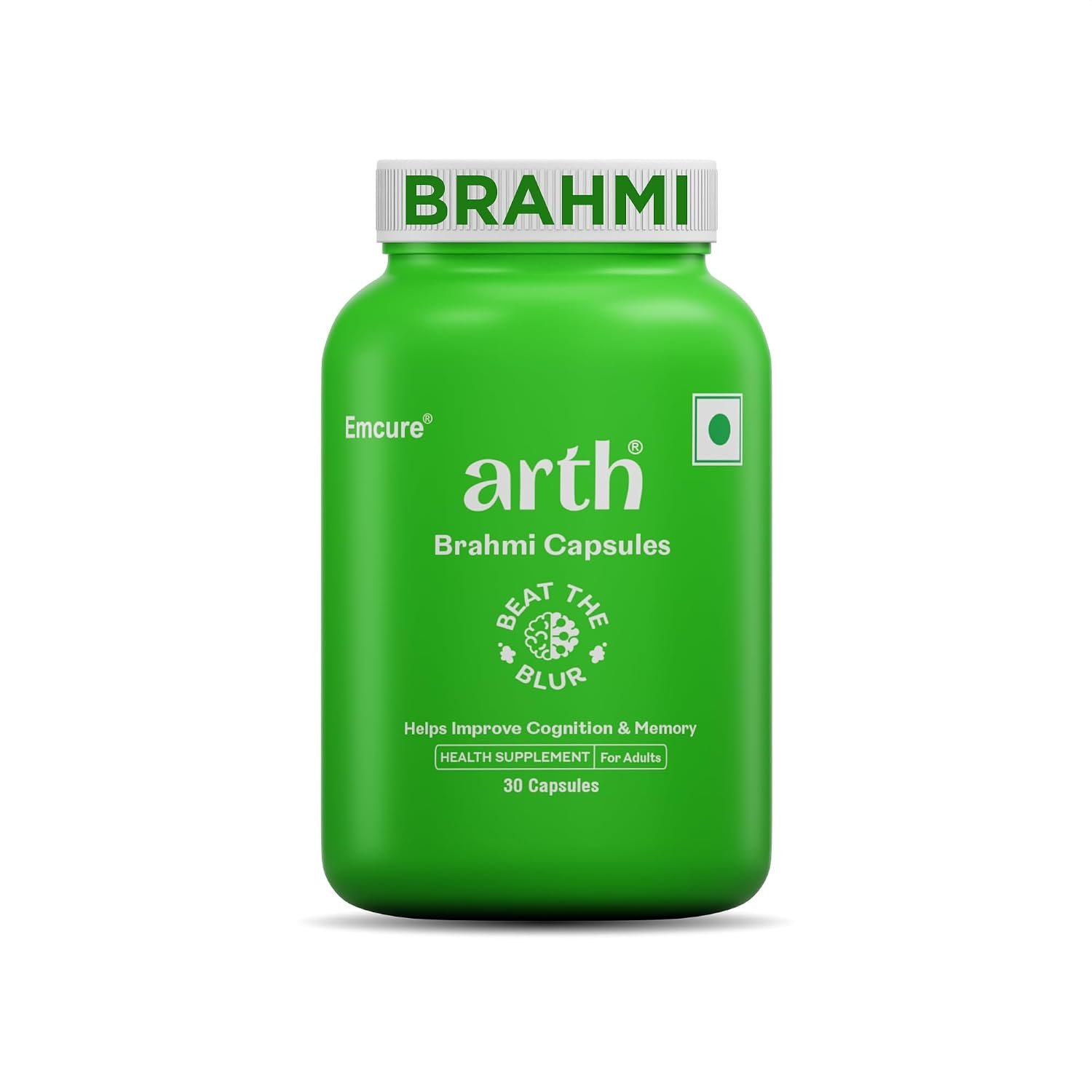 Arth Brahmi Capsules for Memory, Focus, Concentration & Brain Fog Support - 30 Capsules for Men & Women | Bacopa Monnieri Supplement | Enhanced Absorption for Mental Clarity, Alertness & Positive Mood
