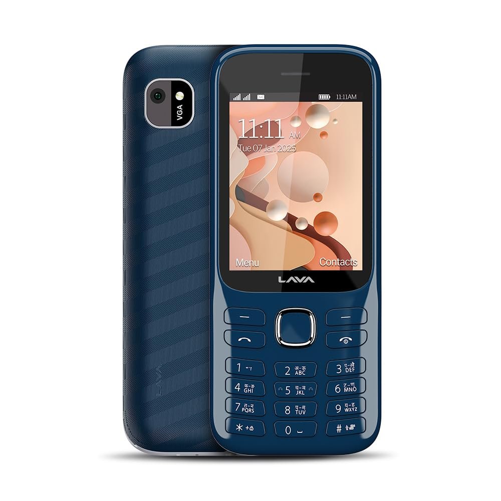 Lava Gem 2025 Dual Sim Keypad Phone (2.8" Display, Camera & Flash) | 2575mAh Smart AI Powerful Battery | Wireless FM & Recording | Stereo Speakers | Call Recording (Blue Chrome)