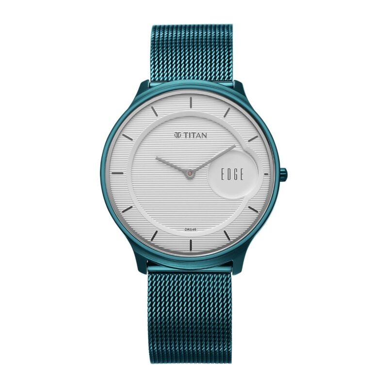 Titan Edge White Round Dial Stainless Steel Watch for Men - 1843QM08