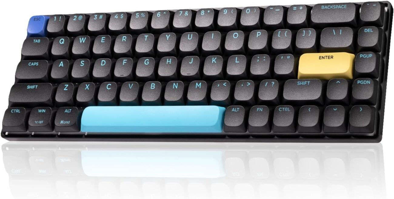 Ninjadog Varna Blade - Low Profile Mechanical Keyboard, Multi Devices(Upto 5), Wired/2.4G USB/Bluetooth, Compact, Rechargeable, Win/Mac, Tablet, Smartphone, Laptop Compatible (Black, Brown Switch)