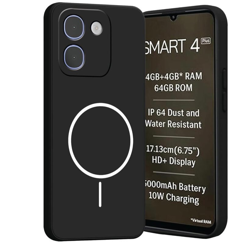 COVERBLACK Grip Back Cover Compatible for Lava Smart 4 Plus 4G | Macc-Safe Designed Silicon TPU Cloth in-Side | Full Protect Non-Slip - Starry Black
